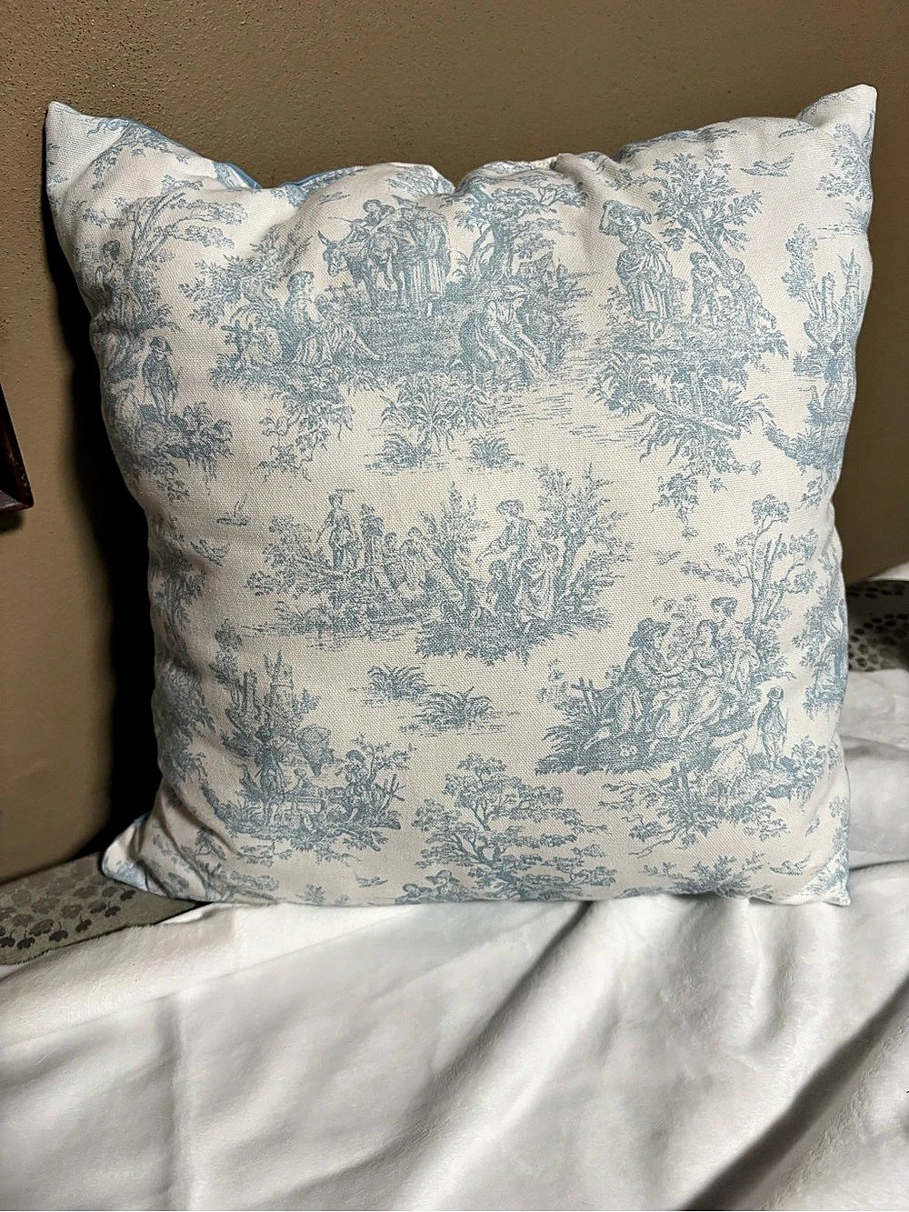 Blue & White toile Accent Pillow